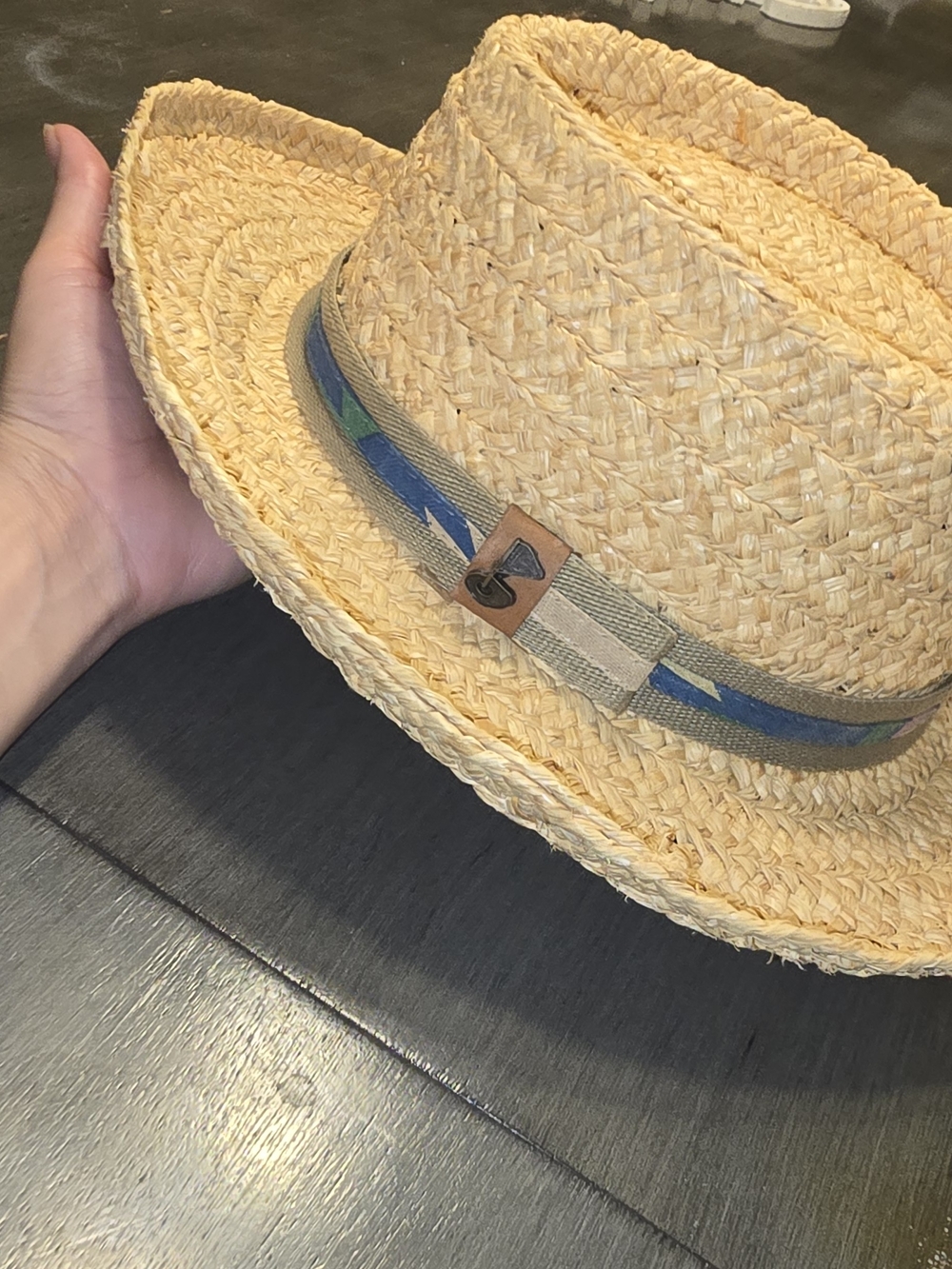 Scala Natural Straw Sun Hat with Taupe Sweatband
